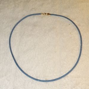 Milor Blue Leather 14k Gold Ends Choker